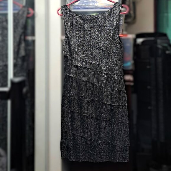 New Connected Apparel Women's Sleeveless Multi-Layered Metallic Party Dress NWOT - Picture 2 of 4